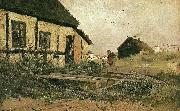 Frits Thaulow soren thys hus, skagen oil painting